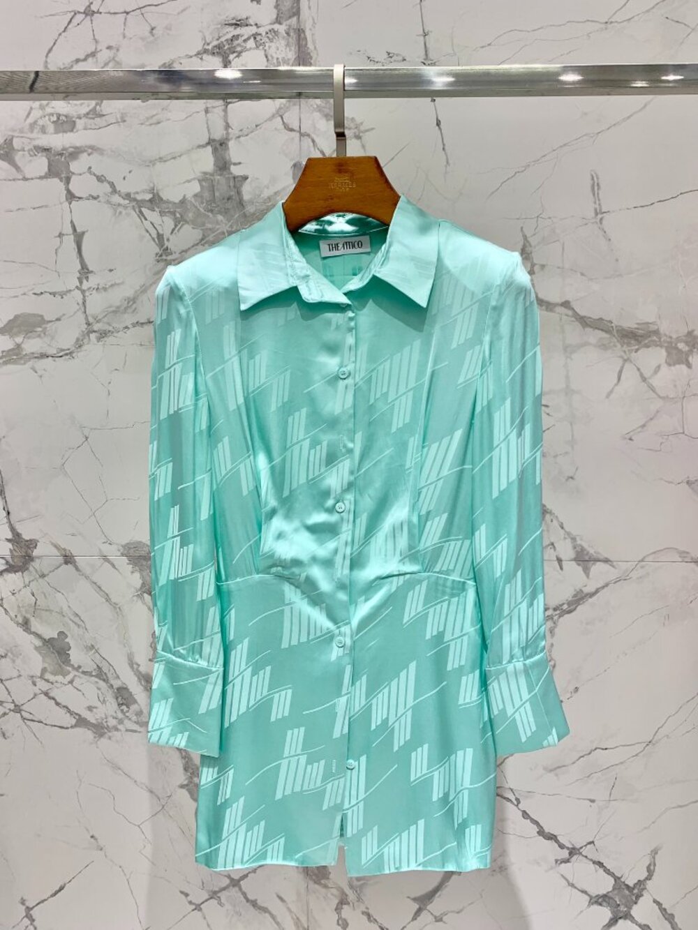 The Attico Geometric-Print Shirt Dress